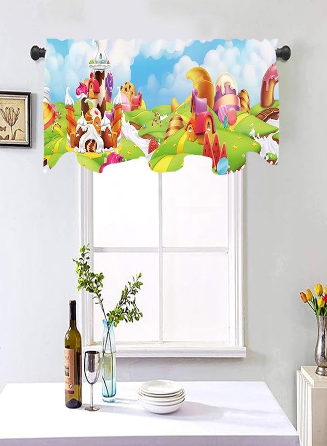 DOTOOMA 54x18 Inches Candyland Gingerbread Party Window Treatment Valance Candy Land Rainbow Candy Cane Kids Baby Shower Birthday Kitchen Dining Room Polyester Fabric Decorations Supplies - Image 3